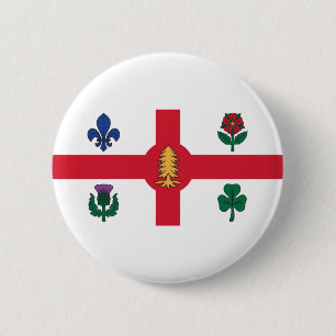 Vlag van Montreal, Quebec-Button Ronde Button 5,7 Cm