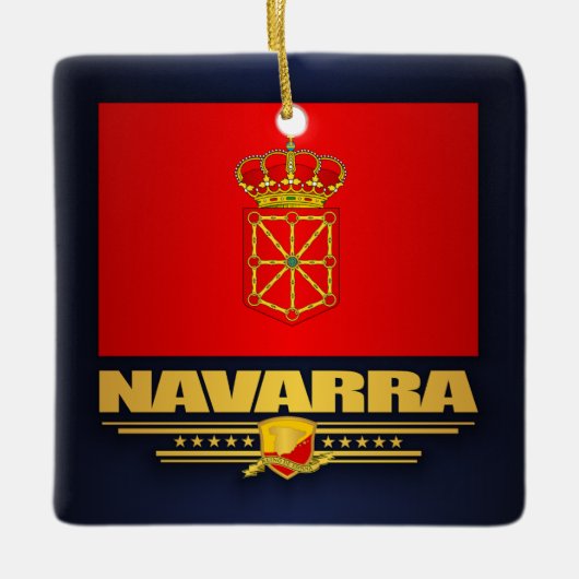 Vlag van Navarra (Navarra) Keramisch Ornament (Voorkant)