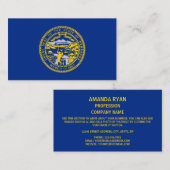 Vlag van Nebraska, vlag van Nebraska Visitekaartje (Voorkant / Achterkant)