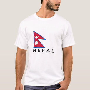 vlag van nepal land naam tekst t-shirt