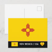 Vlag van New Mexico & New Mexico Staat USA /Amerik Briefkaart (Voorkant / Achterkant)