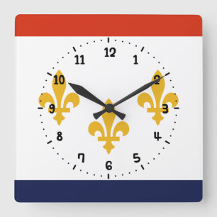 Vlag van New Orleans, Louisiana Square Wall Clock Vierkante Klok