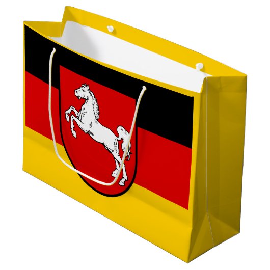 Vlag van Niedersachsen Grote Gift Bag Groot Cadeauzakje (Voorkant Gekanteld)