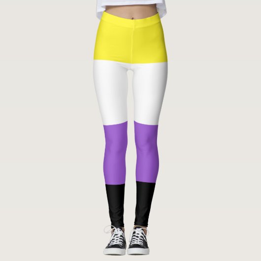 Vlag van niet-binaire pride leggings (Voorkant)