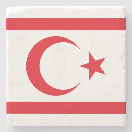 vlag van Noord-Cyprus Stenen Onderzetter (Voorkant)