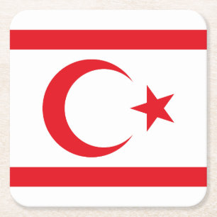 Vlag van Noord-Cyprus Vierkante Kartonnen Onderzetter