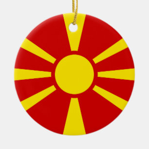 Vlag van Noord-Macedonië Keramisch Ornament