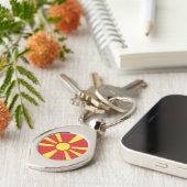 Vlag van Noord-Macedonië Sleutelhanger (Zijkant)