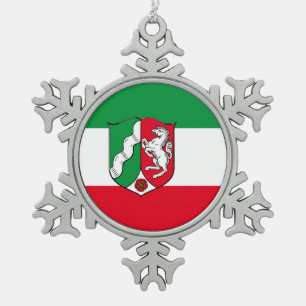 Vlag van Noordrijn-Westfalen Snowflake Pewter Ch Tin Sneeuwvlok Ornament