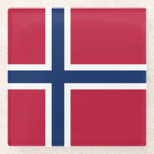 Vlag van Noorwegen Glazen Onderzetter