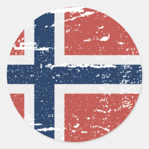 VLAG VAN NOORWEGEN RONDE STICKER