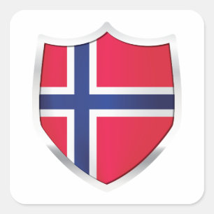 vlag van Noorwegen Silver Shield Vierkante Sticker