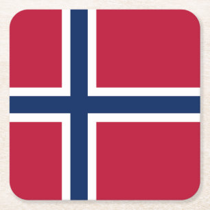 Vlag van Noorwegen Vierkante Kartonnen Onderzetter