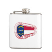 Vlag van North Carolina die Carabiner beklimt Heupfles (Voorkant)