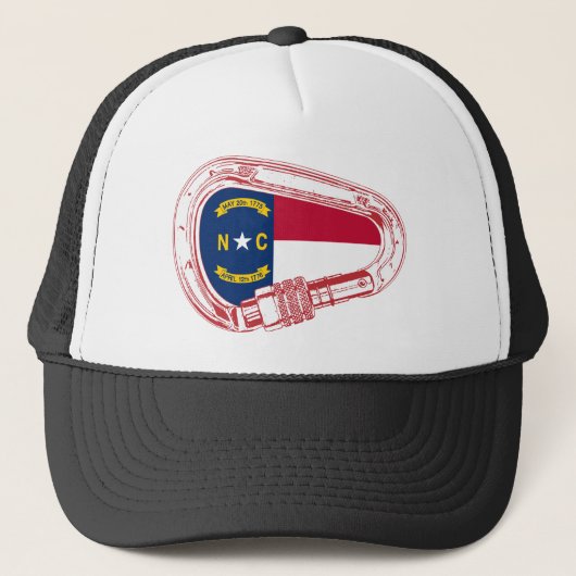 Vlag van North Carolina die Carabiner beklimt Trucker Pet (Voorkant)