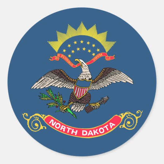 Vlag van North Dakota Ronde Sticker (Voorkant)