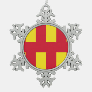 Vlag van Northumberland Snowflake Pewter Kerstmis Tin Sneeuwvlok Ornament