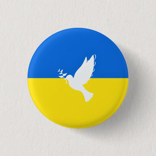 Vlag van Oekraïne - Dove of Peace - Freedom Button (Voorkant)