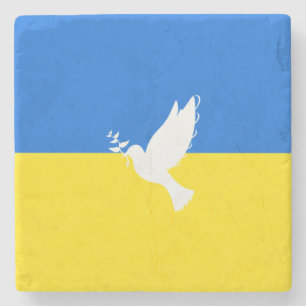 Vlag van Oekraïne - Dove of Peace - Freedom - Pea Stenen Onderzetter