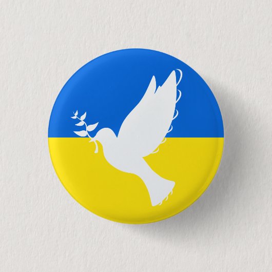 Vlag van Oekraïne - Dove of Peace - Peace Button (Voorkant)