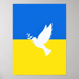 Vlag van Oekraïne - Duif van Vrede - Vrijheid - Vr Poster