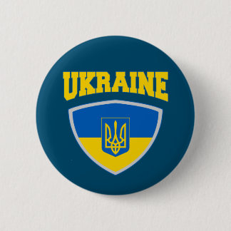 Vlag van Oekraïne en embleem Ronde Button 5,7 Cm