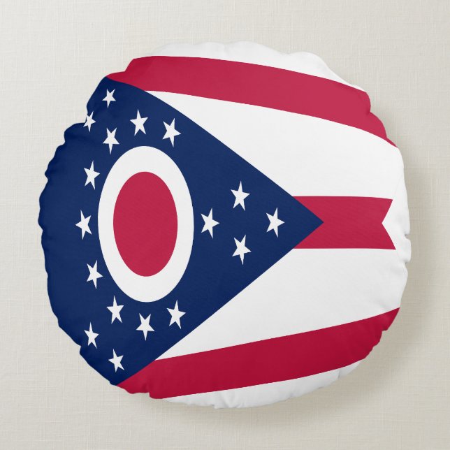 Vlag van Ohio Rond Kussen (Voorkant)