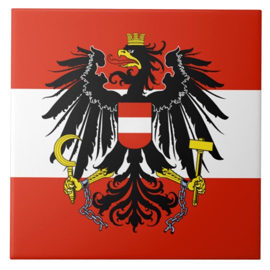 Vlag van Oostenrijk met wapenstilstand Tegeltje (Voorkant)
