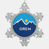 Vlag van Orem, Utah Tin Sneeuwvlok Ornament (Voorkant)