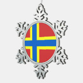 Vlag van Orkney Snowflake Pewter kerstversiering Tin Sneeuwvlok Ornament (Rechts)