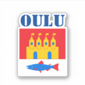 Vlag van Oulu, Finland Sticker (Voorkant)