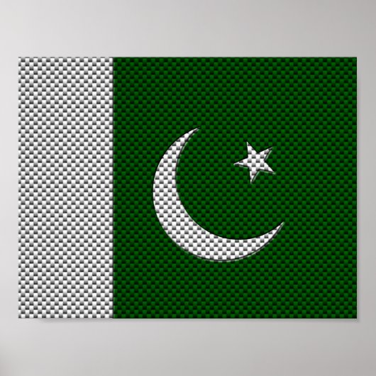 Vlag van Pakistan met het effect van koolstofvezel Poster (Voorkant)