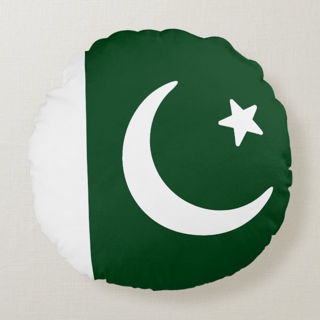 Vlag van Pakistan Rond Kussen (Voorkant)