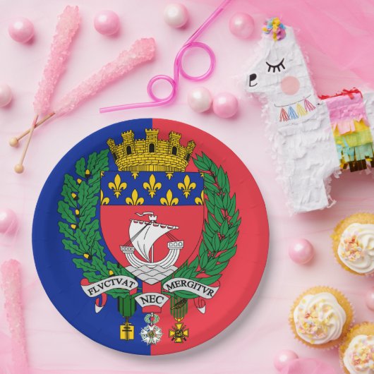 Vlag van Parijs, Frankrijk Papieren Bordje (Feest)