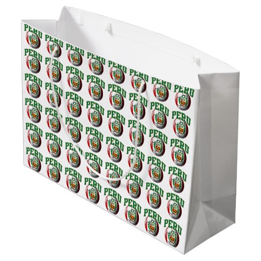 Vlag van Peru Voetbal Large Cadeauzakje (Achterkant Gekanteld)