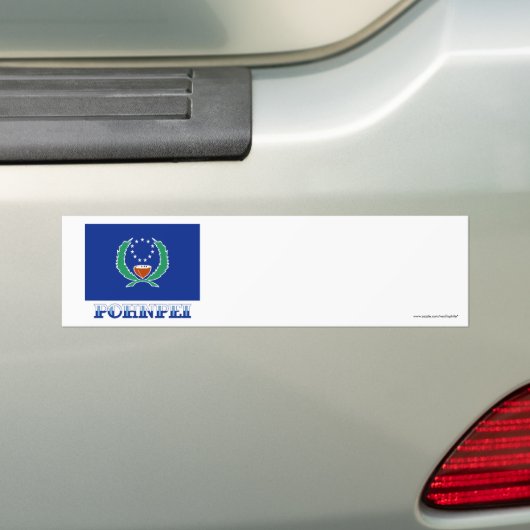 vlag van Pohnpei, met naam Bumpersticker (Op auto)