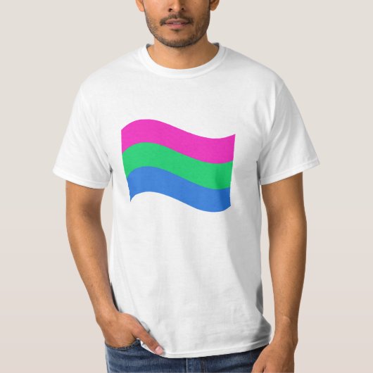 Vlag van Polyseksuele Pride Wavy T-shirt (Voorkant)