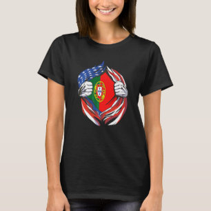 Vlag van Portugal Amerikaans Trots Op Mijn Portuge T-shirt