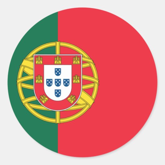 Vlag van Portugal Ronde Sticker (Voorkant)
