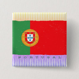 Vlag van Portugal Vierkante Button 5,1 Cm