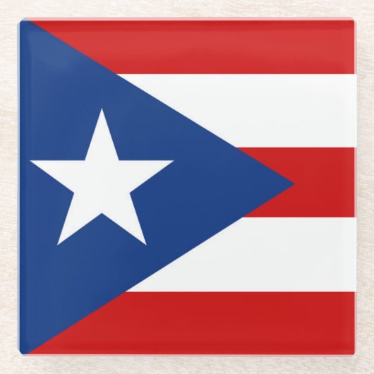 Vlag van Puerto Rico Glazen Onderzetter (Voorkant)