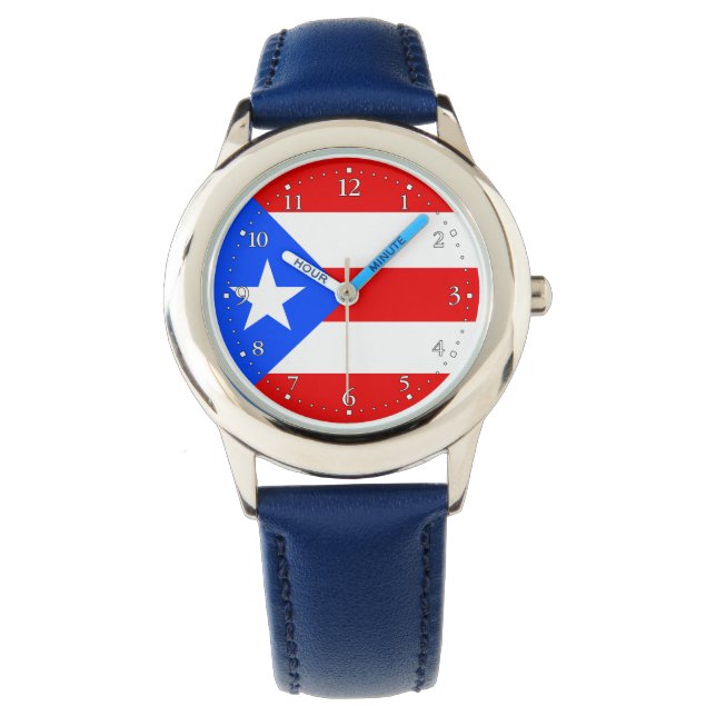 Vlag van Puerto Rico Horloge (Voorkant)