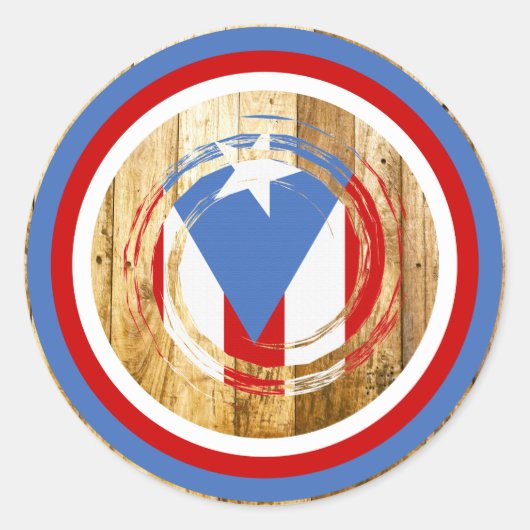 Vlag van Puerto Rico Ronde Sticker (Voorkant)