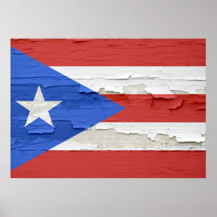 Vlag van Puerto Rico Weathered Poster