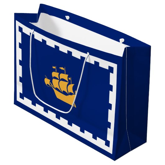 Vlag van Quebec City Large Gift Bag Groot Cadeauzakje (Voorkant Gekanteld)
