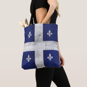 Vlag van Quebec grunge stijl geërodeerd Draagtas