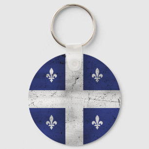 Vlag van Quebec grunge stijl geërodeerd Sleutelhanger