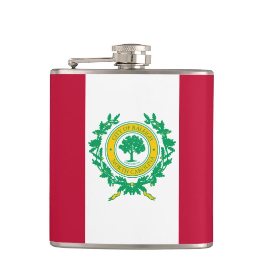 Vlag van Raleigh, North Carolina Hip Flask Heupfles (Voorkant)
