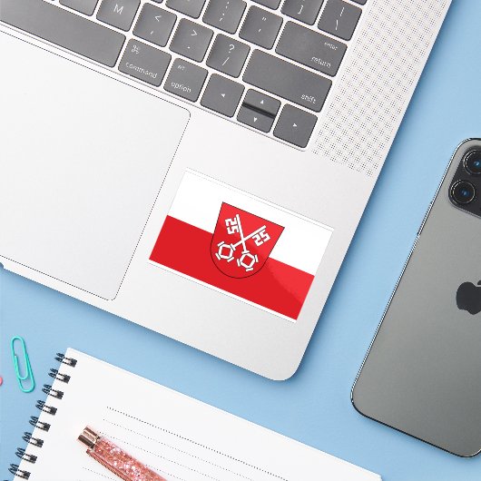 Vlag van Regensburg, Duitsland Sticker (Laptop met iPhone)