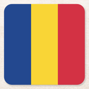 Vlag van Roemenië Vierkante Kartonnen Onderzetter